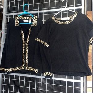 - Alfred Dunner animal print Cardigan Sweater  Set! Women’s Large